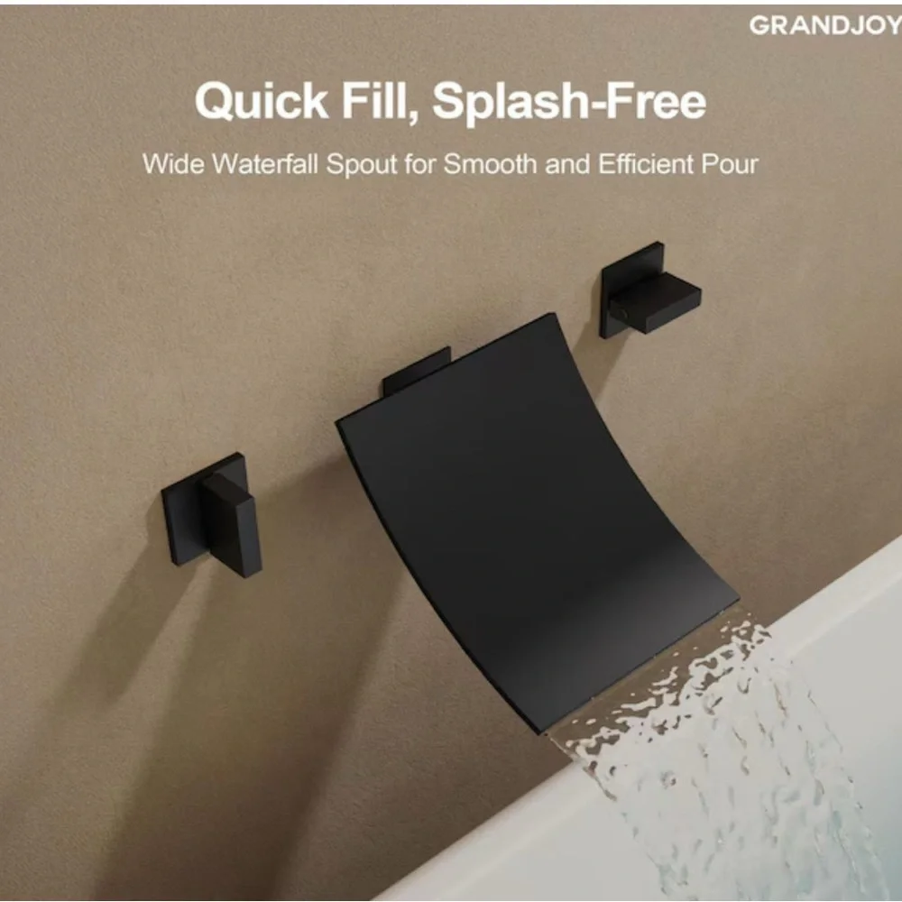 GRANDJOY WIDE WATERFALL double handle 6 in. Wall mounted water faucet for tubs